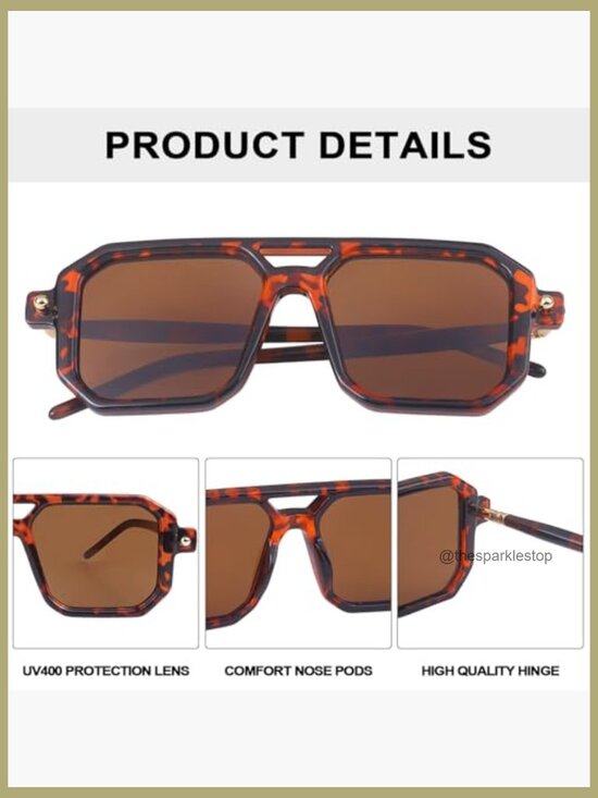 Vintage Square Sunglasses with UV400 Protection and Plastic Frame main image 5